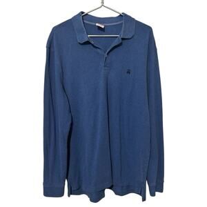 Brooks Brothers Performance Polo blue long sleeve pique cotton shirt. Size XL